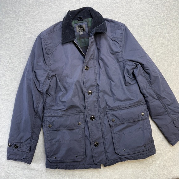 J Crew Highland Skye Jacket Men Medium Blue Tartan Lined Insulated Chore Ripstop - Picture 1 of 16